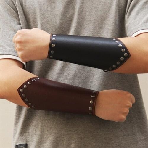Cosplay Leather Bracer Viking Costume Lace Up Arm Armor Cuff Cross String Steampunk Medieval Gauntlet Wristband Punk Accessories