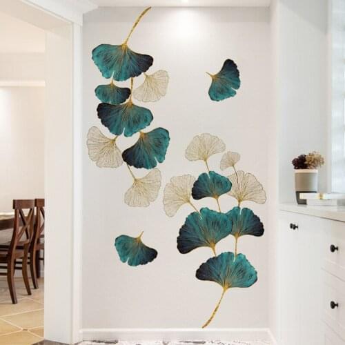 Creative Ginkgo Leaves Wall Stickers Living Room Backdrop Wall Decoration Modern Bedroom Large 3D Mural Home Office Decor