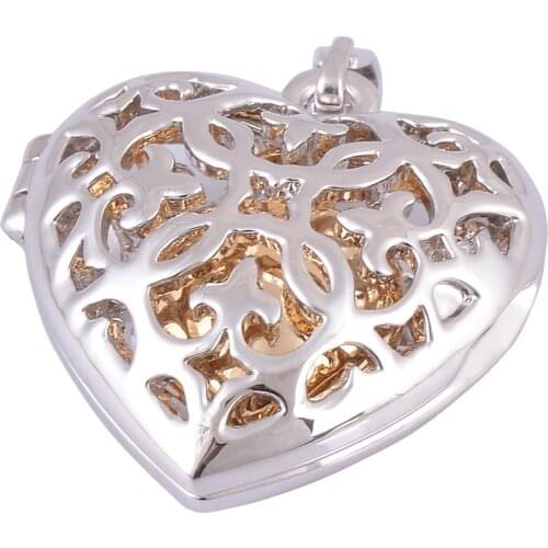 Hollow Heart Pendant Inside with Gold Heart Screw Urn Pendant Necklace Memorial Cremation Jewelry
