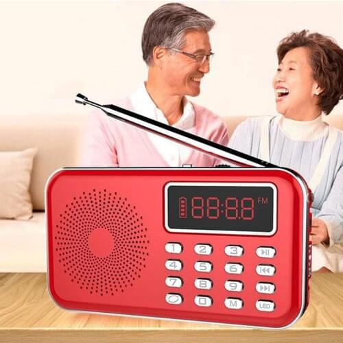 Small Digital AM FM Radio Speaker AUX Music MP3 Player USB LED Flashlight