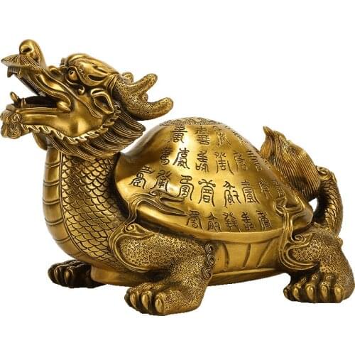 All Copper Lucky Dragon Turtle Ornaments Baishou Dragon Head Turtle Feng Shui Ornaments For The Elderly Large Gifts