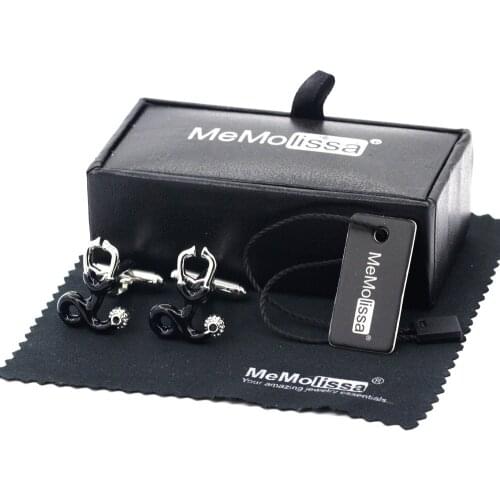 MeMolissa Display Box Cufflinks Classic Stethoscope Cufflinks Silvery Black Color Gemelos Para Camisas Free Tag & Wipe Cloth
