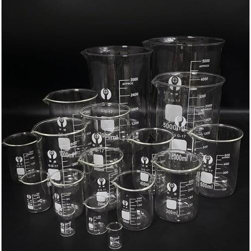 Beaker in low form,Capacity 5ml/10ml/25ml/50ml/100ml/150ml/200ml/250ml/300ml/400ml/500ml/600ml/800ml/1000ml/2000ml/3000ml/5000ml