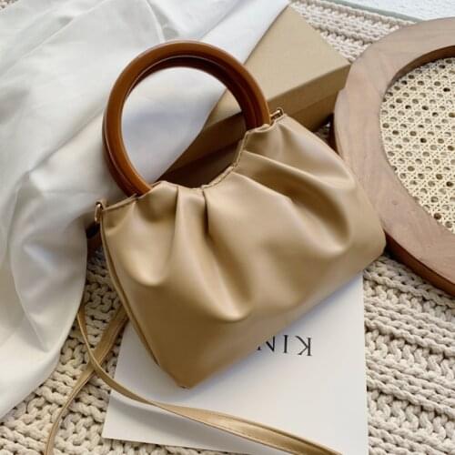 Fashion Portable Women Messenger Bag Solid Color Ladies Pleated Small Shoulder Bags Elegant Female Ring Handle Purse Handbags