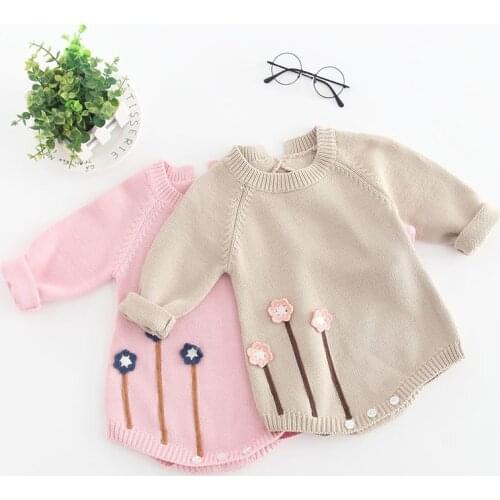 Fashion Baby Rompers Baby Girl Clothes Sleeveless Newborn embroidery Knitted Romper Baby Girl Clothing Jumpsuit Infant Clothing