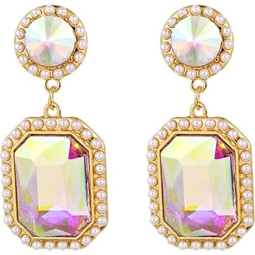 ZHINI 2021 Fashion Punk Imitation Pearl Long Earrings for Women Bohemia Vintage Gold Color Dangle Drop Earring Party Gift