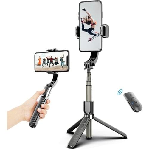 3 in 1 Phone Gimbal Stabilizer Selfie Stick Tripod 86cm 5-Section with Remote Shutter Phone Clamp Smart Rotatable for Smartphone