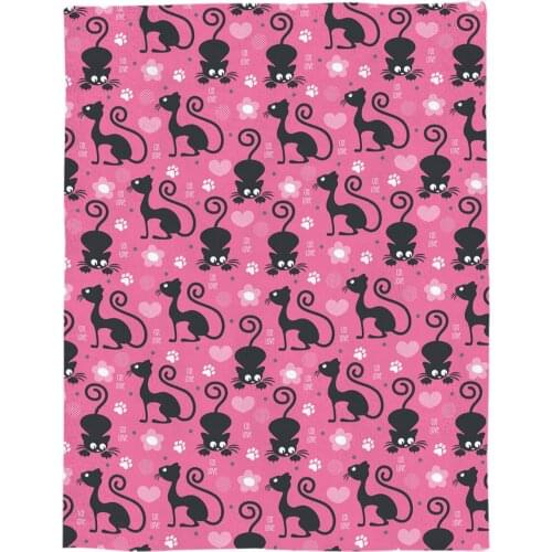 Cartoon Cat Throw Blanket Portable Soft Bedspread Microfiber Flannel Blankets for Beds