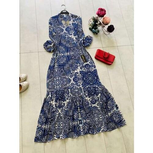 COLLAR BACK ZIPPER PADDLE PATTERN DRESS muslim dress women african dresses for women abaya kaftan long dress formal dress forma