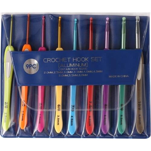 Aluminum Crochet Hooks ABS Handle Knitting Needle Set Ergonomic Shape Grip DIY Yarn Sweater Weave Sewing Crochet Hook Set Tools