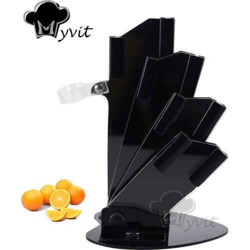 Ceramic Knives Holder Acrylic Kitchen Knife Stand Block for 3'' 4'' 5'' 6'' knives with Peeler Zirconia Blade Cooking Tool Set