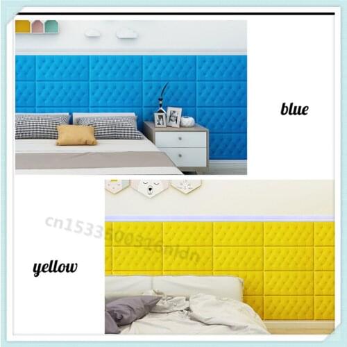 3D Anti-collision Wall Stickers Wallpaper Self-adhesive Thicken Tatami Wall Mat Pad Kids Bedroom Living Room Foam Cushion Decor