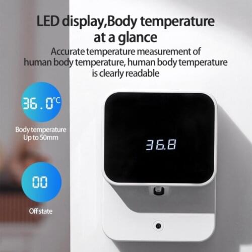 Wall-mounted Infrared Non-contact Foam Soap Dispenser Hand Sanitizer Holder Body Temperature Intelligent Sensor LED Display