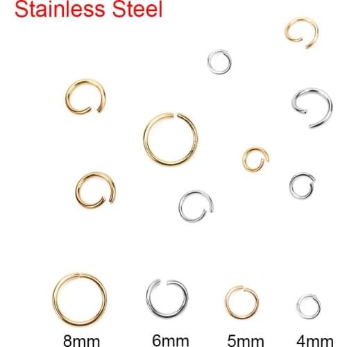 100pcs 4 5 6 8mm Stainless Steel Open Jump Rings Bulk Lot Golden Color Split Rings Connectors For Diy Jewelry Making Accessories