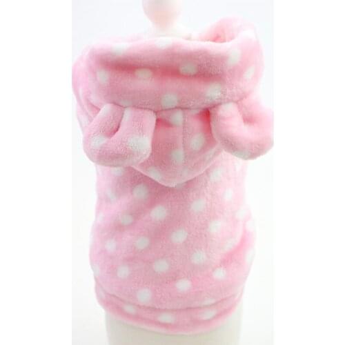 New Autumn Winter Xs Dog Clothes For Small Dogs Girl Teddy Thick Fleece Warm Pink Cute Dot Hoodie Vest Puppy Pet Clothing