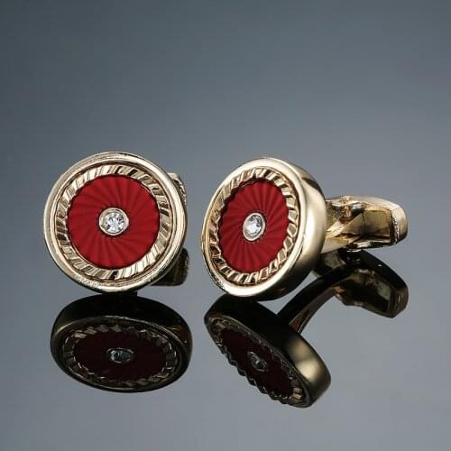 Novelty high quality Vintage Wave Pattern red Cuff Link Retro Exquisite Mens cufflinks gold round Sleeve Nail hot style Jewelry