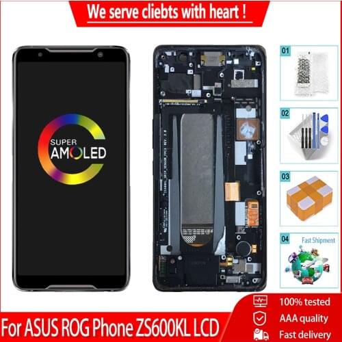 Orig AMOLED 6.0" For ASUS ROG Phone ZS600KL LCD Touch Screen With Frame Display Digitizer Assembly Replacement Parts Free Tools