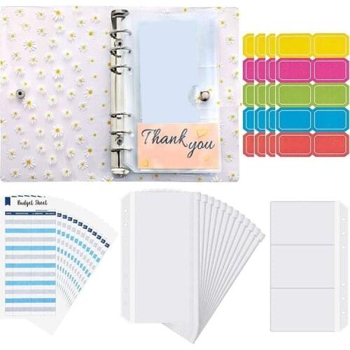 A6 Binder PVC Notebook Cover, Binder Budget Envelope System Budget Planner,Binder Pockets,Budget Sheets,Labels
