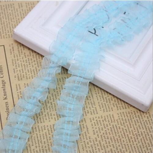 40Yards 2.5cm Wide Bridal Wedding Ruffle Lace Trim Pleated Motif Sewing Lace Accessories DIY Craft Free Shipping