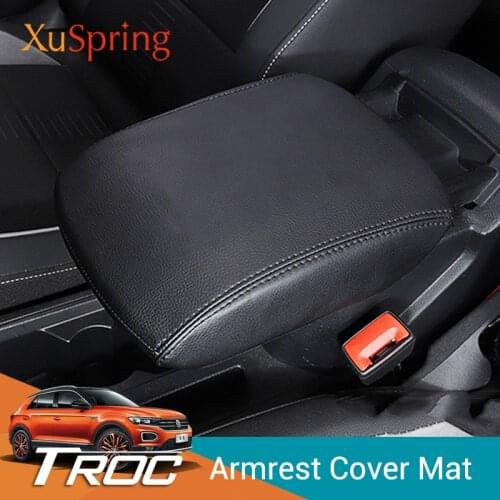 For VW Volkswagen T-roc Troc 2017 2018 2019 2020 Car Armrest Console Pad Cover Cushion Support Box Armrest Top Mat Liner Styling