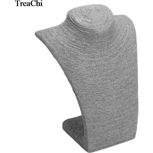 Retro Hemp Rope Mannequin Bust Window Store Necklace Display Holder PVC Molded Counter Necklace Ornament Organizer Jewelry Stand