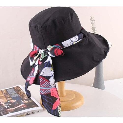 K236 Womens Hat Cloth Hat Sun Protection Bucket Hat Sun Visor Hat Double-Sided Fisherman Hat Large Brim Casual Panama Foldable