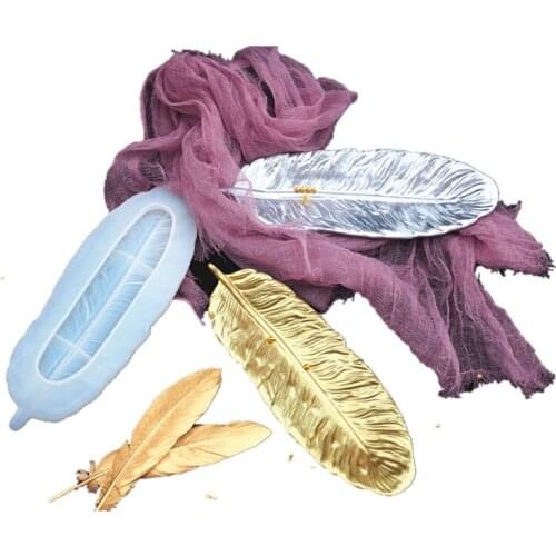 Cheerbows Silicone Tray Mold For Resin Craft Feather Shaped Storage Mold Trinket Ring Holders DIY Jewelry Making Accessories