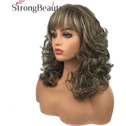 StrongBeauty Womens Long Curly Highlights Wigs Synthetic Wig Capless Hair