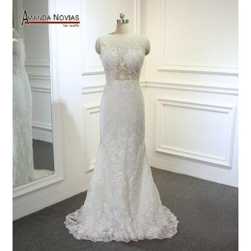 2019 vestido de noiva New Arrival Amanda Noivas Full Beaded Top Lace Wedding Dress