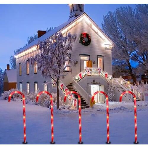 Christmas Crutch LED Candy Cane Stake Lights Christmas Garden Crutch Lamp Yard Sign Outdoor Lawn Decoration Home New Year 2022