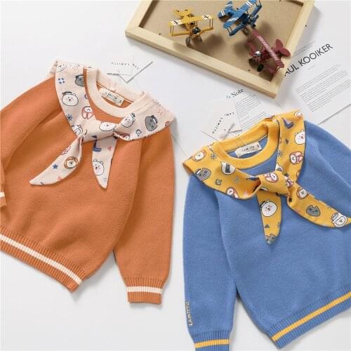 Tonytaobaby Autumn and Winter New Style Babys Childrens Navy Neck Sweater Baby Sweater Baby Girl Sweater Baby Boy Clothes