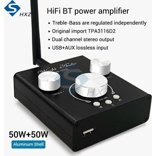 TPA3116 Bluetooth 5.0 Dual-channel Stereo Aluminum Shell Original 50W*2 High and Low Tone Audio Power Amplifier Module