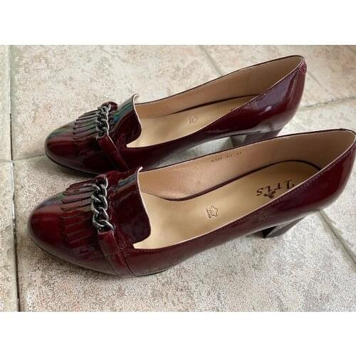 Women `s Leather Shoes High Heels Pumps Shoes For Women Office Elegant Shoes With Chain Clearance Price Low Footwear