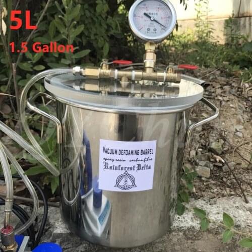 5L 10L 20L Stainless Steel Vacuum Chamber 1.5 Gallon Vacuum Defoaming Barrel for Epoxy Resin AB Glue 20x20cm