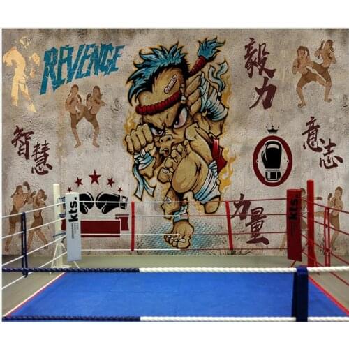 WDBH Custom photo 3d wallpaper Muay Thai Karate Gym in Retro Boxing Gym living room 3d wall murals wallpaper for walls 3 d