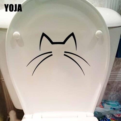 YOJA 23.7X16.2CM WC Toilet Sticker Wall Decal Domestic Art Decor Cartoon Cat T5-0248
