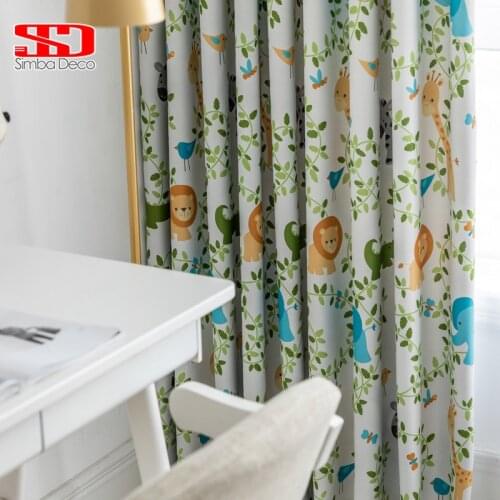 Cartoon Blackout Curtains for Living Room Printed Animals Cute Drapes for Kids Bedroom Giraffe Children Window Treatments Panel
