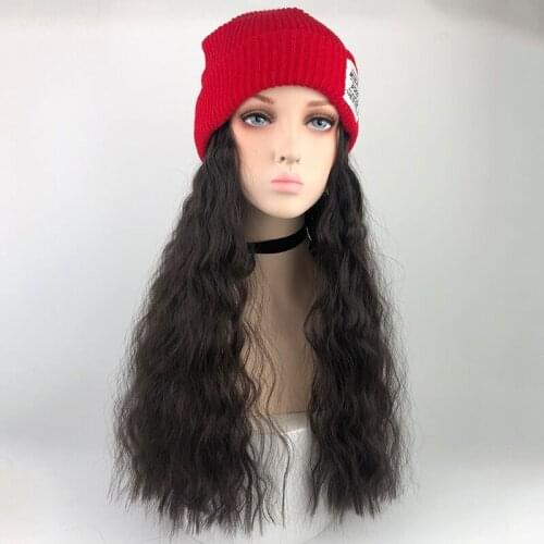 Women Winter Knit Hat with Long Hair Wig Attached (Soft Blonde with Hat)