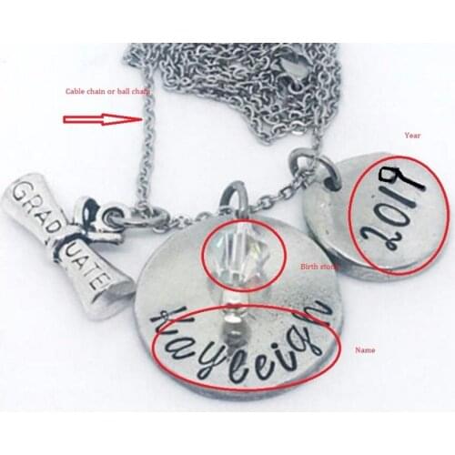 Personalized Memorial Necklace name or words High school College Grad Gift Engraved Necklace N2001