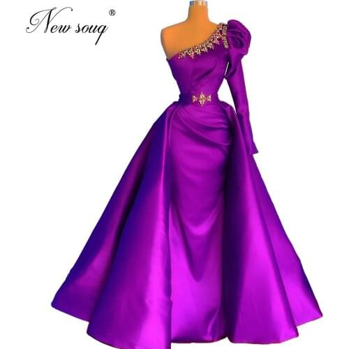 Vintage Purple Evening Celebrity Dresses Mermaid Middle East 2020 Robes De Soiree Sexy Prom Dresses Women Party Night Gown Aibye