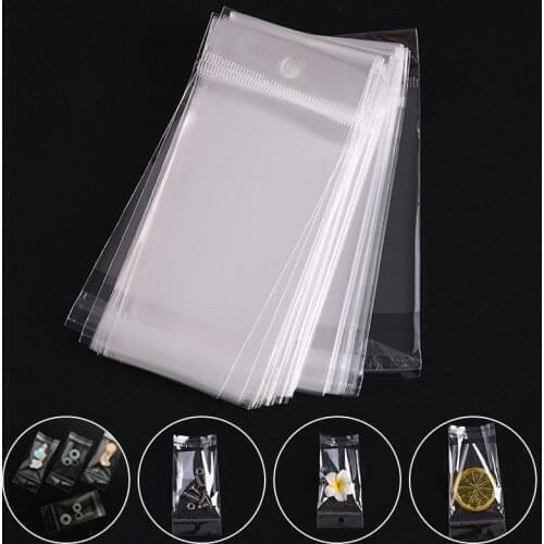 100Pcs 6 Sizes Clear Soft Plastic Storage Self Adhesive Bag For Jewelry Crafts Gift Pouches Beads Wrapping Packaging