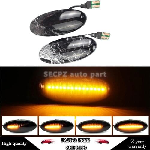 2pieces Dynamic LED Fender Side Marker Turn Signal Lights Amber For Nissan Qashqai Dualis Juke Micra March Micra Note X-Trail