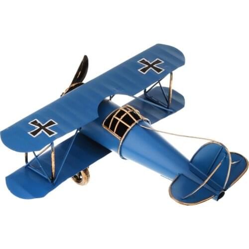 2 Pcs Vintage Metal Airplane Model Glider Biplane Military Aircraft Model Plane Decor