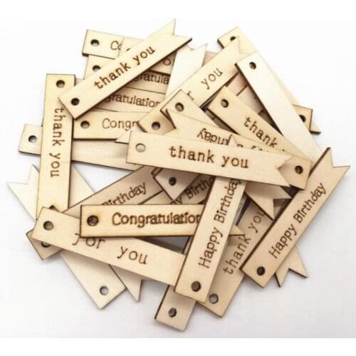 20pcs Wooden Pendant DIY Crafts Embellishments Handmade Art Wedding Party Home Room Decoration