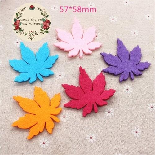 20pcs/lot Handmade Kawaii Maple Leaf Patches Felt Accessories for DIY Scrapbooking,57*58mm