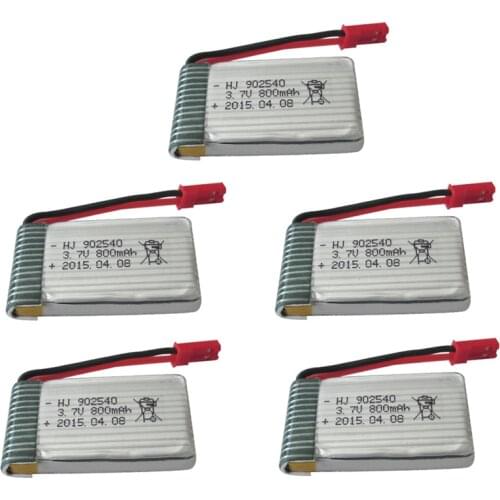 5pcs Lipo Battery JST 902540 3.7V 800mAh Lipo 1S Battery For MJX x400 X300C X800 Quadcopter Parts RC Drone Lipo Battery
