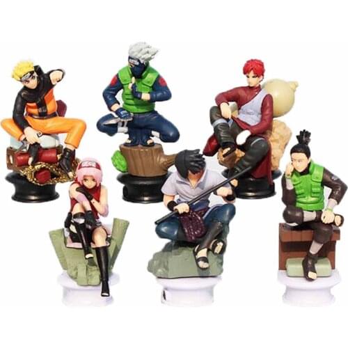 6pcs/lot Anime Naruto Uzumaki Naruto Sasuke Gaara Kakashi Chess PVC Action Figure Collection Model Toys