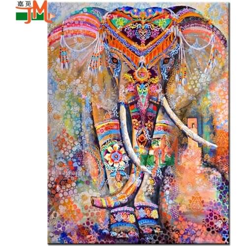 Diamond Painting 5D DIY Diamond Mosaic Full Square Drill "Color Elephant" Embroidery Cross Stitch Animal Graffiti Art Gift Resin