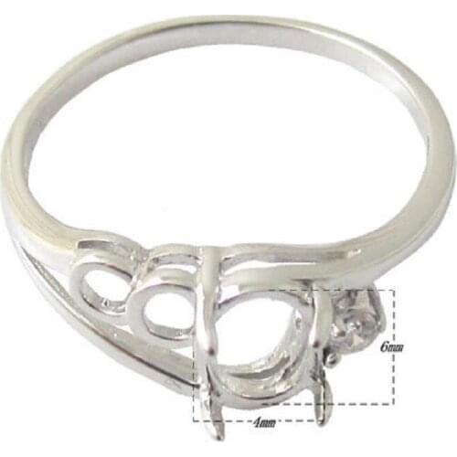 Beadsnice 925 Sterling Silver Semi Ring Mount Fit 6x4mm Oval Gem Ring Blank Prong Setting DIY Jewelry 27339