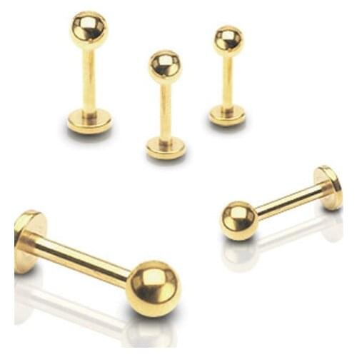 Free shippment LOT50pcs Body Jewelry -16g Gold Lip Labret Ring Bar Lip Piercing Helix Bar Cheek Barbells Cartilage Piercing